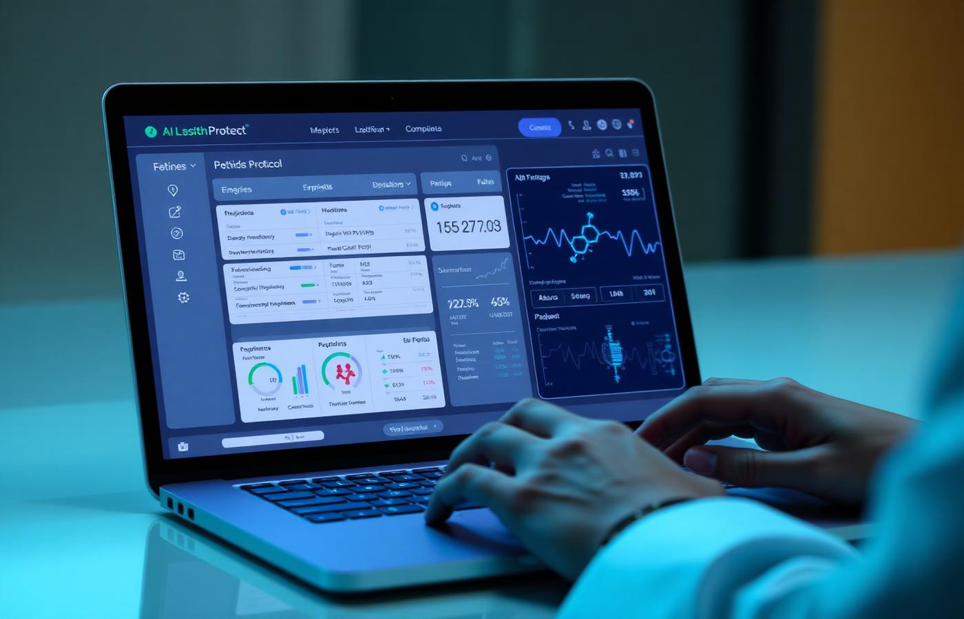 Clinician using the PeptideProtocols.ai dashboard on a laptop